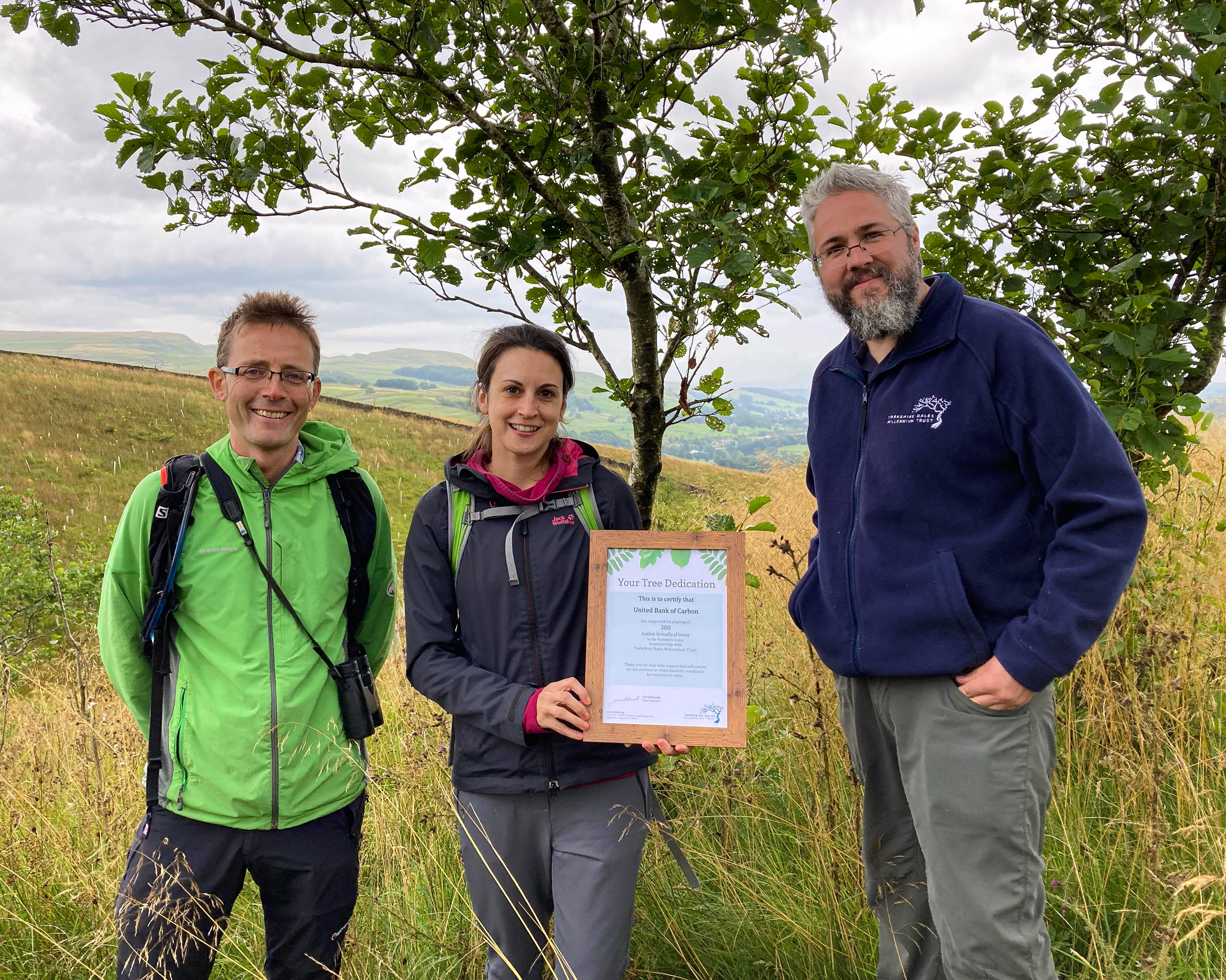 Dominick Spracklen and Cat Scott from the UBoC team at the University of Leeds with YDMTs Mike Appleton