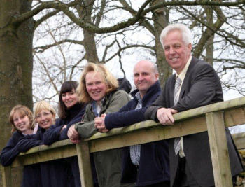 Yorkshire Dales Millennium Trust staff with Chris Myers at launch of hay meadows appeal