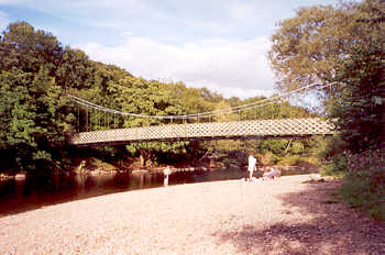 Suspension footbridge over the River Wharfe, Ilkley, Yorkshire