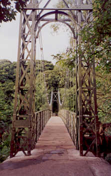 Suspension footbridge over the River Wharfe, Ilkley, Yorkshire