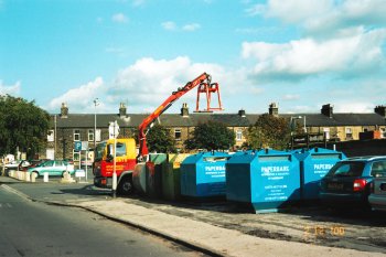 The bottle bank at Otley, West Yorkshire