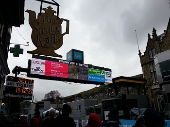 Tour de Yorkshire Stage One finishing post in Settle