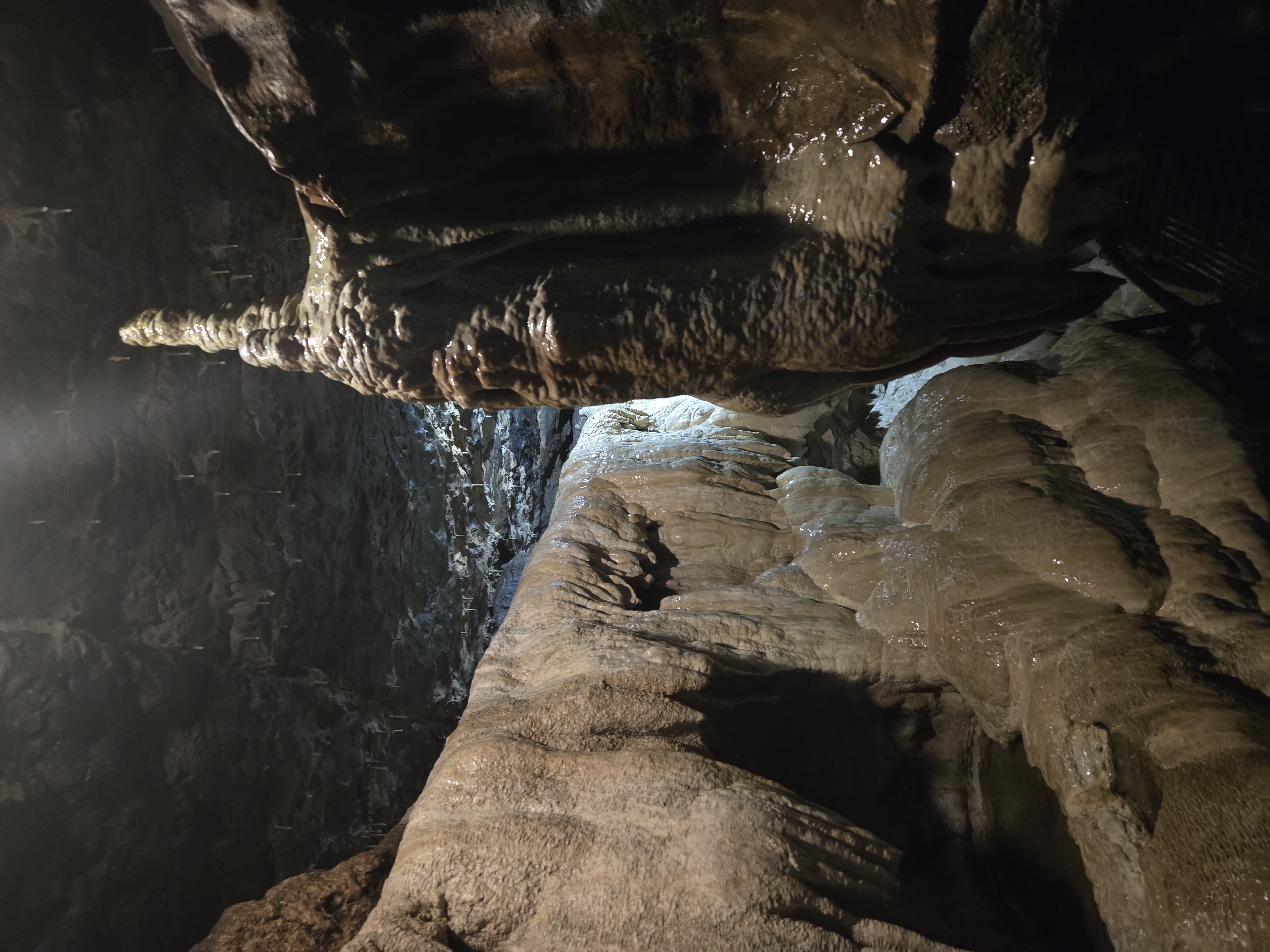 flowstones in cave passage